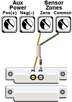 Single Normally Closed Sensor With Single End Of Line Resistor