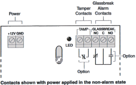 Alarm Glass Break Sensor Board Wiring Terminals
