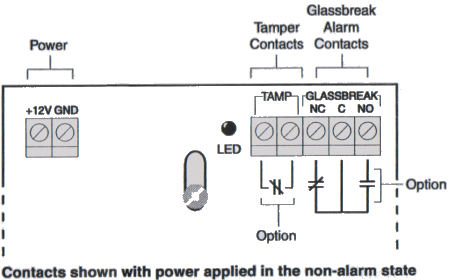 Example DSC Security System / Burglar Alarm System glass break sensor wiring 